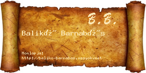 Balikó Barnabás névjegykártya
